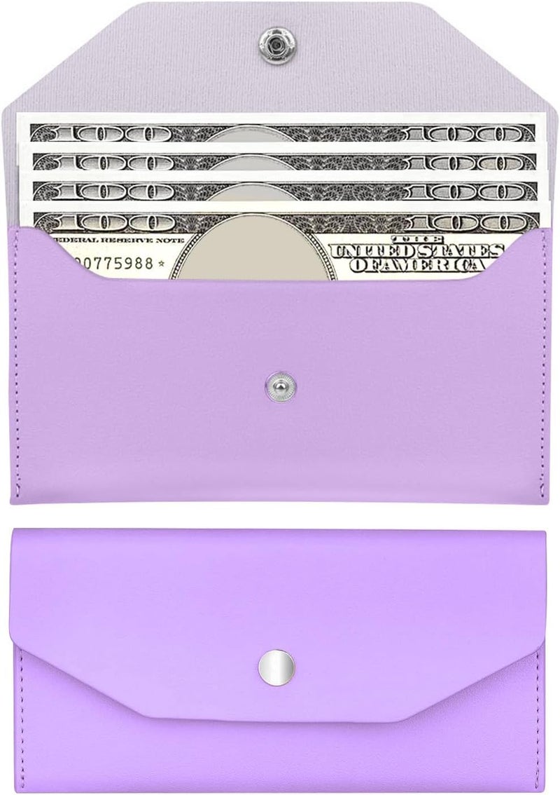 Nolcha Pu Leather Cash Envelope Wallet - Reusable Cash Stuffing Wallet for Men and Women -Purple - Image 1